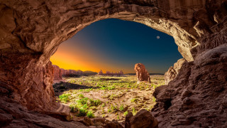 Cave desert moon landscape bridge - a cave free wallpaper