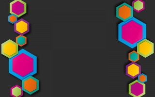 Black background colorful hexagons bauhaus - hexagonal free wallpaper for desktop