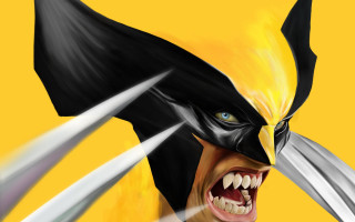 Wolverine sword action painting yellow - yellow background free wallpaper for desktop