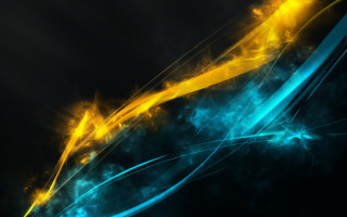 Blue yellow abstract wave scenery - the left side free wallpaper