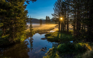 River fog sunset light rays - light ray free wallpaper