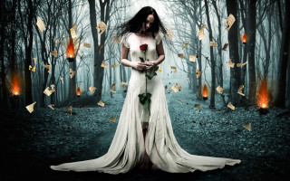 Woman white dress forest paper - paper free wallpaper