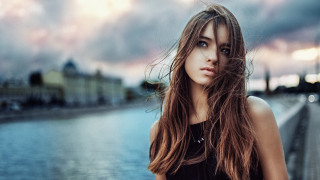 Woman bridge water cloudy sky - a bridge over water free wallpaper