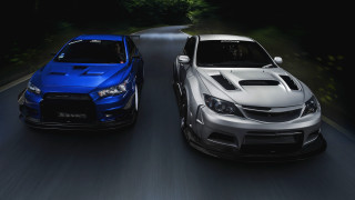 Night driving twin cars motion - the headlight free wallpaper