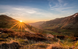 Sunset mountain valley road range - david boyd free wallpaper