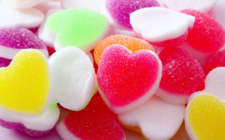 Heart candy pile white surface - candy free wallpaper