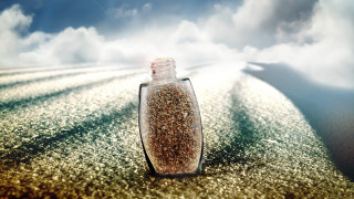 Sand bottle beach cloudy sky - sandy free wallpaper for desktop