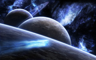 Space planets stars blue light - a space free wallpaper