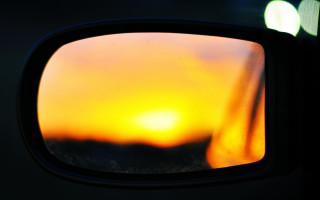 Rear view mirror sunset reflection - rear free wallpaper