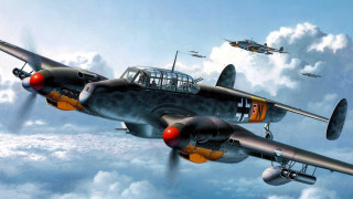 Airplanes clouds diesel punk painting - overhead in the sky free wallpaper