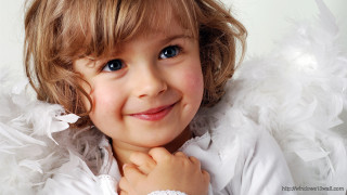 Little girl blue eyes white - jacket free wallpaper
