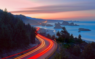 Long exposure ocean road sunset - alson s. clark free wallpaper
