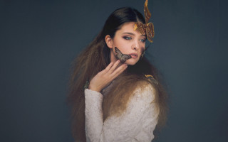 Woman butterfly face head fashion 2 - her mouth free wallpaper