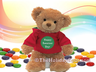 Teddy bear red shirt candy - product photo free wallpaper