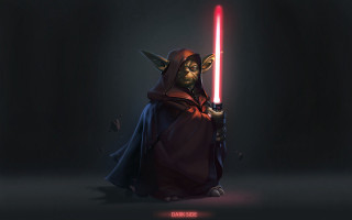 Dark hooded armor lightsaber glowing - a character free wallpaper