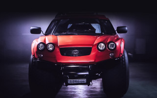 Red car big wheel dark - tire free wallpaper