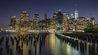 City skyline night water tall 3 - ashcan school free wallpaper for desktop