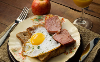 Plate food eggs ham toast - egg free wallpaper