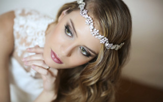 Pearl headband white dress photorealistic - a headband free wallpaper