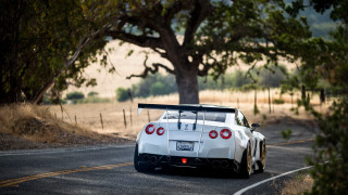 White sports car driving road 7 - scenery free wallpaper