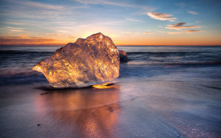Iceberg beach sunset reflection mountain - the ice free wallpaper