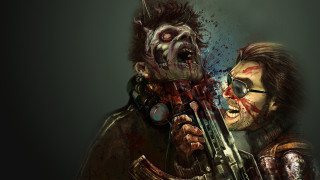 Man zombie blood knife sots - his face and mouth free wallpaper