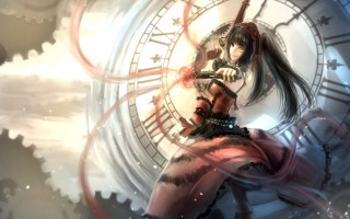 Alice prin steampunk clock fantasy - a clock face free wallpaper