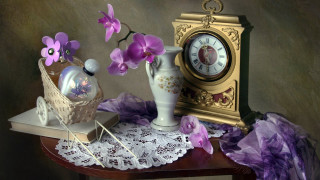Clock vase lace doily purple - vase free wallpaper for desktop