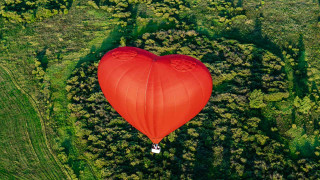 Heart balloon green field forest - balloon free wallpaper