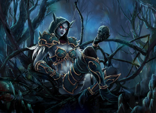 Woman costume knife forest skeleton - hearthstone free wallpaper