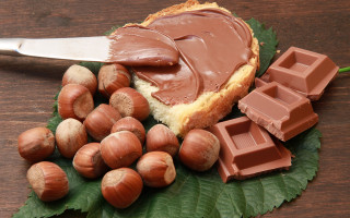 Bread chocolate nuts leaf knife - chocolate free wallpaper