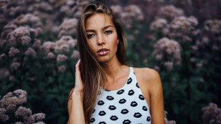 Polka dot top flower field - a picture in a field of flowers free wallpaper