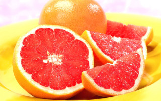 Grapefruits yellow plate blue white - neoplasticism free wallpaper
