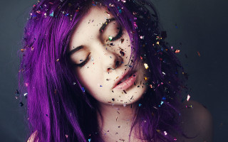 Purple hair sprinkles portrait artist - particle free wallpaper
