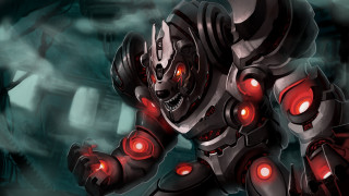 Robot glowing red eyes armored - altermodern free wallpaper for desktop