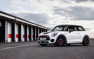 White mini cooper striped building - mini free wallpaper for desktop