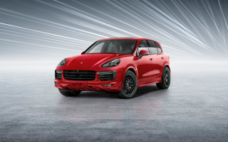 Red porsche cayenne digital rendering - white line free wallpaper