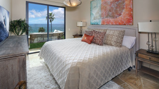 Bedroom ocean view balcony arts - a large window free wallpaper