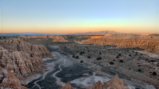 Mountain river sunset trees beach - a few tree free wallpaper