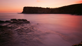 Rocky cliff water sunset pink 2 - a rocky cliff free wallpaper