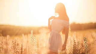 Woman white dress sunset tallgrass - tall grass free wallpaper for desktop