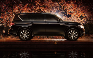 Black suv autumn leaves night - pathfinder free wallpaper