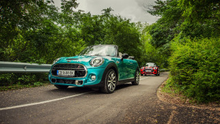Blue mini cooper forest road - mini free wallpaper for desktop