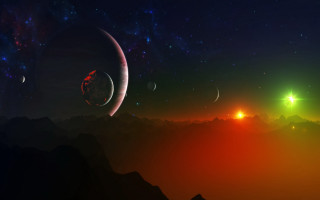 Distant planet bright star space - planet free wallpaper