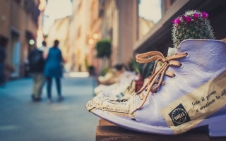 Shoes plant city sidewalk surreal - christabel dennison free wallpaper
