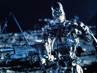 Robot holding gun termidia scene - a robot holding free wallpaper