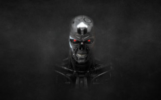 Robot red eyes skull face 2 - in the dark free wallpaper