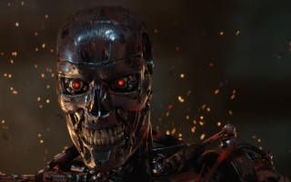 Robot skull red eyes cybernetic - cybernetic free wallpaper for desktop