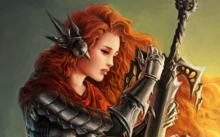 Red haired fantasy warrior armor - charlie bowater free wallpaper