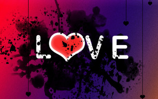 Colorful heart love blood splatter - white letter free wallpaper